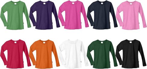 City Threads Girls' Cotton Long Sleeve Tee Tshirt for School and Lounging USA Made in Saudi Arabia