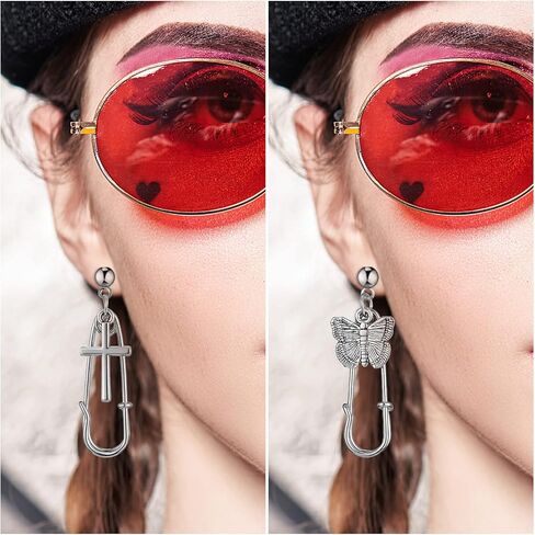 40 Pairs Goth Earrings Set Grunge Punk Rock Dangle Earrings Gothic Y2k Jewelry Silver Bat Cross Snake Skull Earrings for Women Girls in Saudi Arabia