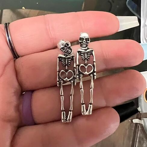 Halloween Skeleton Earrings Halloween Earrings for Women Girls,Spooky Skull Skeleton Dangle Earrings Scary Halloween Party Earrings for Halloween Accessories in Kuwait
