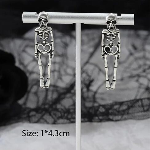 Halloween Skeleton Earrings Halloween Earrings for Women Girls,Spooky Skull Skeleton Dangle Earrings Scary Halloween Party Earrings for Halloween Accessories in Kuwait