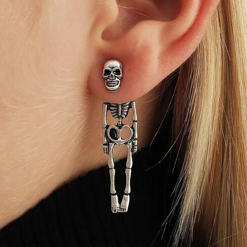 Halloween Skeleton Earrings Halloween Earrings for Women Girls,Spooky Skull Skeleton Dangle Earrings Scary Halloween Party Earrings for Halloween Accessories in Kuwait
