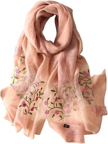 Alysee Women Lovely Silk&Wool Mixed Floral Embroidered Scarf Shawl Wrap in Kuwait