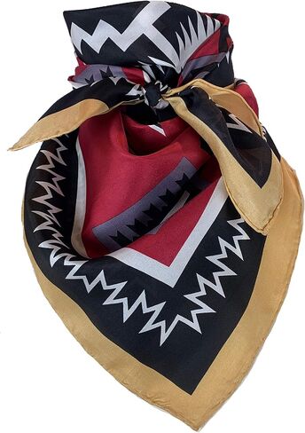 Wyoming Traders Aztec Cowboy Wild Rag 100% وشاح حريري باندانا متعدد الألوان 34.5 بوصة in Kuwait