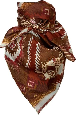 Wyoming Traders Aztec Cowboy Wild Rag 100% وشاح حريري باندانا متعدد الألوان 34.5 بوصة in Kuwait