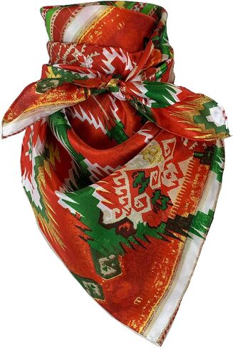 Wyoming Traders Aztec Cowboy Wild Rag 100% وشاح حريري باندانا متعدد الألوان 34.5 بوصة in Kuwait