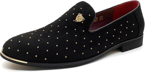CMM Men's Pointed Toe Rivet Dress Shoes Glitter Modern Metallic Slip On Loafers Plus Size in Kuwait