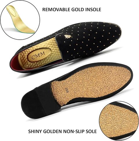 CMM Men's Pointed Toe Rivet Dress Shoes Glitter Modern Metallic Slip On Loafers Plus Size in Kuwait