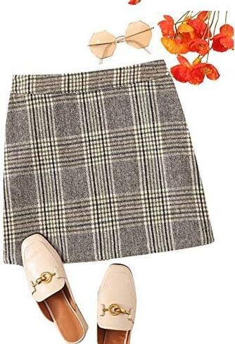 Floerns Women's Plaid High Waist Bodycon Mini Skirt in Kuwait