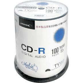 HIDISC TY Series Digital Audio Music CD-R 52X 700MB White Inkjet Printable - 100 Cake Box in Saudi Arabia