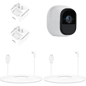 2Pack 10 Feet Power Cable for Arlo Pro and Arlo Pro 2, Weatherproof Outdoor Charging Cord with Quick Charge 3.0 Power Adapter, Compatible Arlo Go, Arlo Security Light (White)