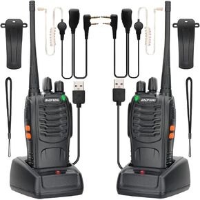 Baofeng Walkie Talkies for Adults Rechargeable Long Range Two Way Radio BF-888S 16CH with Air Acoustic Tube Earpiece with Flashlight Li-ion Battery and USB Charger(2 Pack) in Saudi Arabia