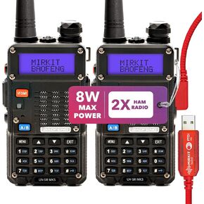 Mirkit Edition BAOFENG UV-5R MK5 (3rd Gen of UV-5R) 8W Max Power 2024 VHF/UHF 144-148/420-450 MHz Walkie Talkie Full Kit Ham Radio with Baofeng Battery 1800mAh & Lanyard & Mirkit Channel-List
