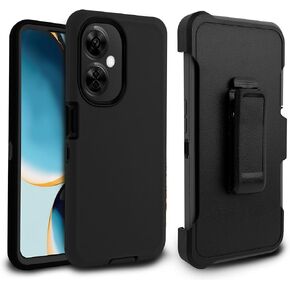 Customerifrst Shockproof Phone Case Compatible OnePlus Nord N30 5G with Belt Clip Holster Phone Case, Heavy Duty Rugged Full-Body Cover with Kickstand Built in Screen Protector (Black)