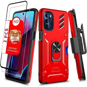 Military Grade Moto G Stylus 5G 2022 Case - Blue Camo, Shockproof, Kickstand, Belt Clip & Screen Protector