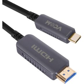 VCOM USB-C to HDMI Fiber Optic Cable for Home Theatre, Support 18Gbps 4K@60Hz HDR Thunderbolt 3/4, Slim Flexible Cord Compatible with MacBook Pro/Air, Surface Book, iPad Pro, Samsung Galaxy S9 (50ft)