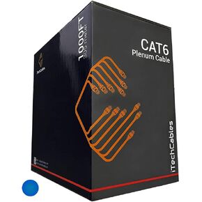 iTechCables, CAT6 Plenum Bulk Ethernet Cable 1000ft (CMP Rated) | Fluke Test Passed | 23AWG 4Pair Solid, 550-MHz | Unshielded Twisted Pair (UTP) | Up to 10 Gigabit, Blue in Kuwait