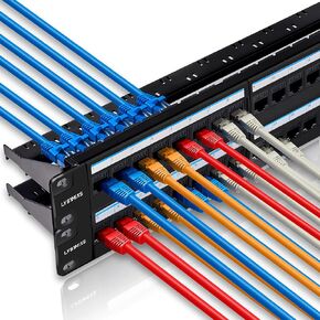 Lysymixs 48 منفذ RJ45 لوحة التصحيح Cat6 تغذية من خلال، لوحة تصحيح الشبكة المقرنة 19 بوصة، لوحة التصحيح Keystone Ethernet المضمنة مع شريط خلفي in Kuwait