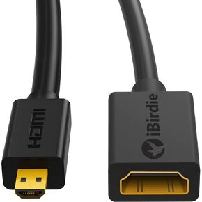 كيبل مايكرو HDMI الى HDMI انثى بطول 0.5 قدم - سرعة عالية 18Gbps يدعم 4K60 HDR ARC متوافق مع جو برو هيرو 7 6 5 4، راسبيري باي 4، كاميرا سوني A6000 A6300، نيكون B500، لينوفو يوجا 3 برو، يوجا 710 in Kuwait