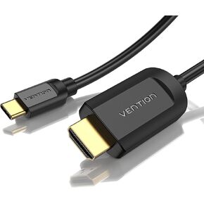 VENTION USB C to HDMI Cable 4K 60Hz Right Angle USB-C 5FT [High Speed] USB Type C to HDMI Cord for Home Office Thunderbolt 3 4 Compatible with MacBook Pro/Air iMac New iPad Galaxy S21 S20 XPS 17