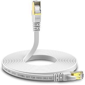 KASIMO Cat 8 Flat Ethernet Cable 50ft, Cat8 High Speed Flat Internet Network LAN Cable 40Gbps 2000MHz SSTP Network Patch Cord with Gold Plated RJ45 Connector (50 ft)