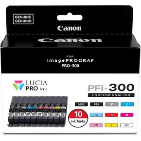 Canon PFI-300 Lucia PRO Ink, 10 Ink Tanks, Compatible to imagePROGRAF PRO-300 Printer, Multi, Standard (4192C007) in Kuwait