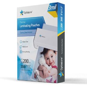 أكياس تغليف حرارية من Optiazure مقاس 9 بوصة × 11.5 بوصة، 3 مل 200 عبوة، ورق مصفح، شفاف، حجم الحروف، مستلزمات المكتب والمدرسة in Kuwait