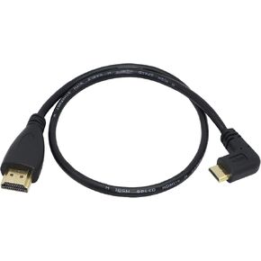 CERRXIAN 50 سم 19.6 بوصة عالي السرعة مطلي بالذهب ميني HDMI الزاوية اليسرى ذكر إلى كابل HDMI ذكر (أسود) L in Kuwait