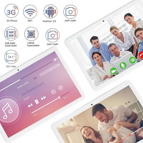 ZONKO Tablet 10.1 Inch Android Tablet with 2GB RAM+32GB ROM+128GB Expandable Storage, Dual Sim Card Slot for 3G Phone Call, Support WiFi, Bluetooth, GPS(Black) in Kuwait