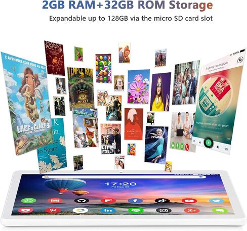 ZONKO Tablet 10.1 Inch Android Tablet with 2GB RAM+32GB ROM+128GB Expandable Storage, Dual Sim Card Slot for 3G Phone Call, Support WiFi, Bluetooth, GPS(Black) in Kuwait