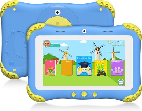 جهاز لوحي Moonka مقاس 10.1 بوصة للأطفال يعمل بنظام Android 11 للأطفال بسعة 2 جيجابايت + 32 جيجابايت تطبيق لوحي للأطفال الصغار مثبت مسبقًا والتحكم في الوالدين IWWA Kids Education Tablet مع WiFi وكاميرا مزدوجة وبلوتوث وحقيبة مقاومة للأطفال in Kuwait