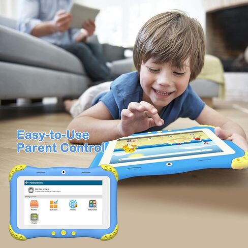 جهاز لوحي Moonka مقاس 10.1 بوصة للأطفال يعمل بنظام Android 11 للأطفال بسعة 2 جيجابايت + 32 جيجابايت تطبيق لوحي للأطفال الصغار مثبت مسبقًا والتحكم في الوالدين IWWA Kids Education Tablet مع WiFi وكاميرا مزدوجة وبلوتوث وحقيبة مقاومة للأطفال in Kuwait