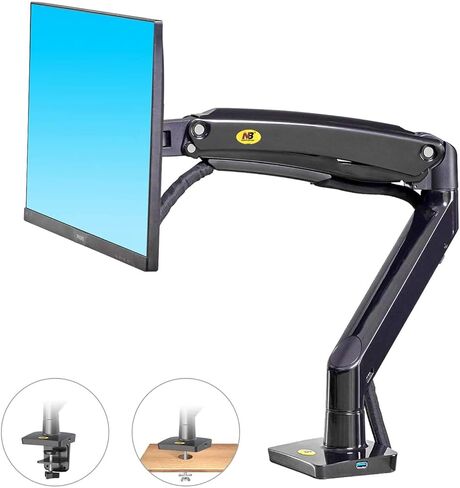 North Bayou Desk Mount Full Motion Swivel Computer Monitor Arm with 13 Inches Adjustable Height for Screens Up to 30 Inches, Black in Kuwait