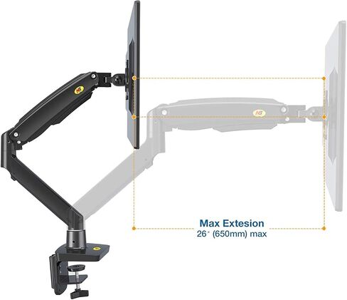 North Bayou Desk Mount Full Motion Swivel Computer Monitor Arm with 13 Inches Adjustable Height for Screens Up to 30 Inches, Black in Kuwait