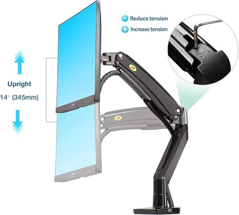 North Bayou Desk Mount Full Motion Swivel Computer Monitor Arm with 13 Inches Adjustable Height for Screens Up to 30 Inches, Black in Kuwait