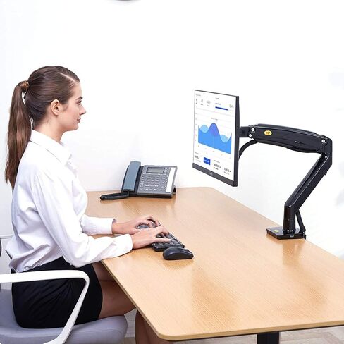 North Bayou Desk Mount Full Motion Swivel Computer Monitor Arm with 13 Inches Adjustable Height for Screens Up to 30 Inches, Black in Kuwait