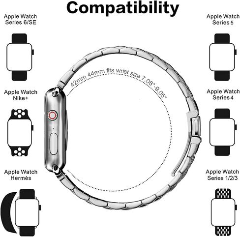 DCCBPX Smart Watch Band Stainless Steel Metal Replacement Watchband Watch Strap For 42mm 44mm 45mm 49mm Business Band in Saudi Arabia