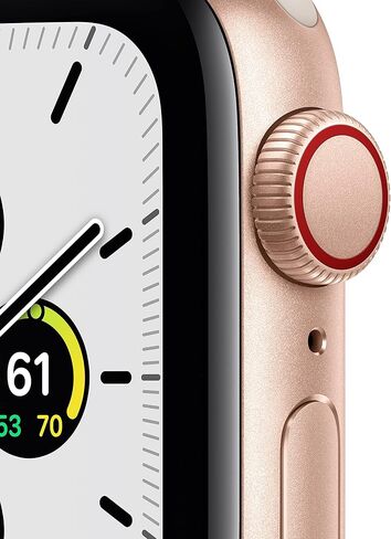 Apple Watch SE مقاس 40 ملم، نظام تحديد المواقع العالمي + هيكل من الألومنيوم باللون الذهبي - سوار رياضي ستارلايت (متجدد) in Saudi Arabia