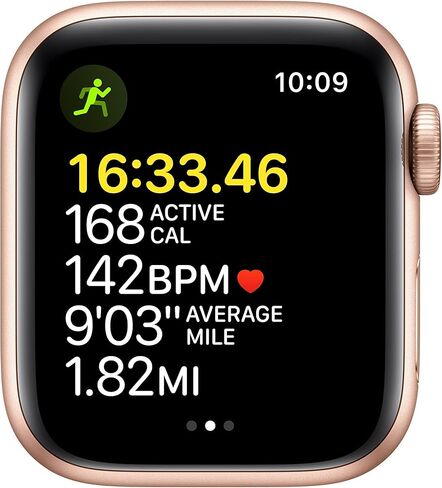 Apple Watch SE مقاس 40 ملم، نظام تحديد المواقع العالمي + هيكل من الألومنيوم باللون الذهبي - سوار رياضي ستارلايت (متجدد) in Saudi Arabia