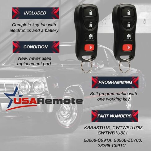 2X USARemote دخول بدون مفتاح مفتاح بعيد فوب 4btn لـ I35 G35 350Z ألتيما ماكسيما سينترا in Kuwait