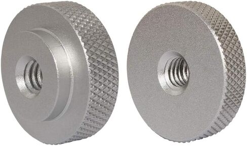 2 Pack 25mm Large Knurled Edge 1/4"-20 Female Thumb Wheel Lock Nut Adapter (Black) in Kuwait