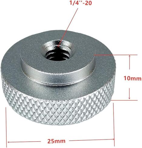 2 Pack 25mm Large Knurled Edge 1/4"-20 Female Thumb Wheel Lock Nut Adapter (Black) in Kuwait