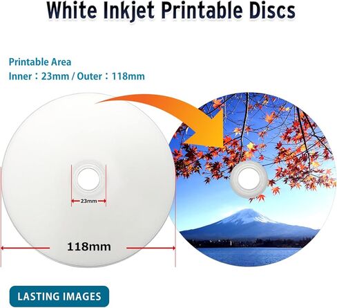 HIDISC TY Series Digital Audio Music CD-R 52X 700MB White Inkjet Printable - 100 Cake Box in Saudi Arabia