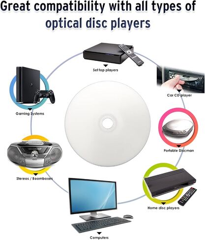 HIDISC TY Series Digital Audio Music CD-R 52X 700MB White Inkjet Printable - 100 Cake Box in Saudi Arabia