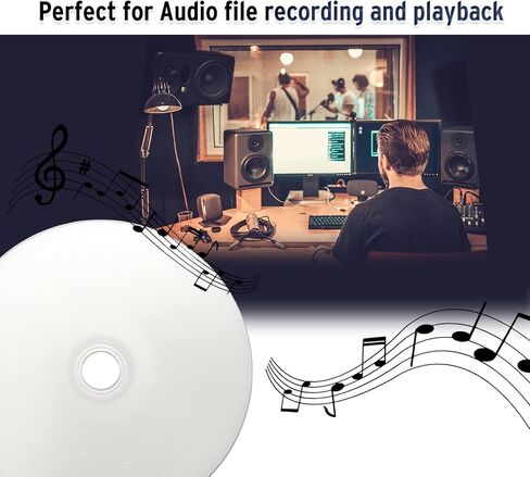 HIDISC TY Series Digital Audio Music CD-R 52X 700MB White Inkjet Printable - 100 Cake Box in Saudi Arabia