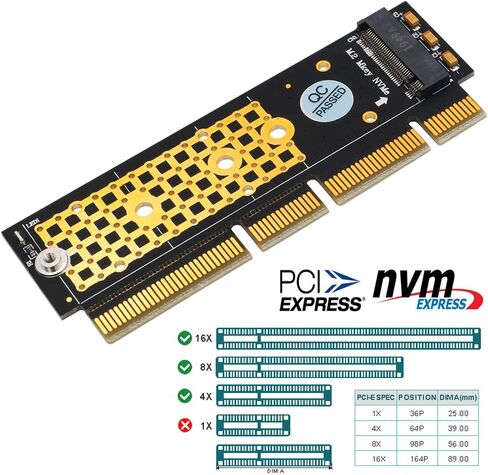 M.2 NVMe SSD NGFF إلى PCIE 3.0 X16 /X4 محول M بطاقة واجهة رئيسية تدعم PCI Express 3.0 x4 2230-2280 حجم m.2 سرعة كاملة (ذهبي أسود) in Kuwait