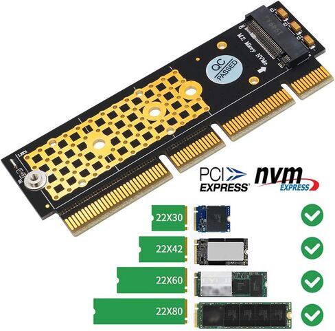 M.2 NVMe SSD NGFF إلى PCIE 3.0 X16 /X4 محول M بطاقة واجهة رئيسية تدعم PCI Express 3.0 x4 2230-2280 حجم m.2 سرعة كاملة (ذهبي أسود) in Kuwait