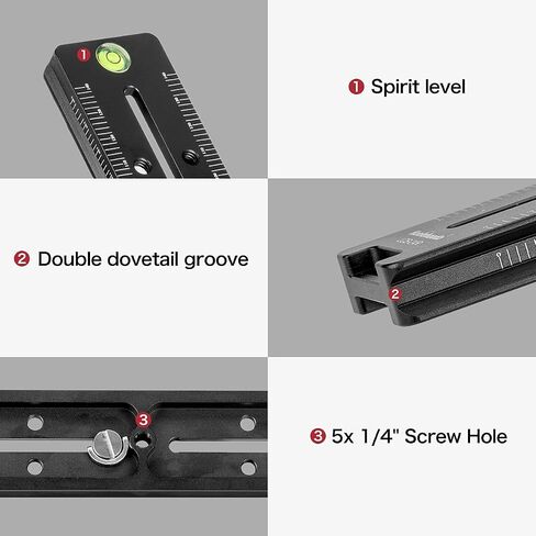 Koolehaoda 180mm Rail Nodal Slide Metal Quick Release Clamp,Dual Dovetail Camera Bracket Mount with Double-Sided Clamp can be Rotated 90°, for Camera with Arca Swiss Compatible(LCB-18R) in Saudi Arabia