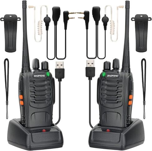 Baofeng Walkie Talkies for Adults Rechargeable Long Range Two Way Radio BF-888S 16CH with Air Acoustic Tube Earpiece with Flashlight Li-ion Battery and USB Charger(2 Pack) in Saudi Arabia