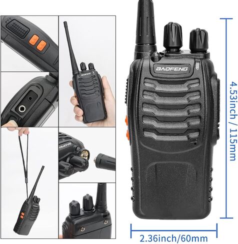 Baofeng Walkie Talkies for Adults Rechargeable Long Range Two Way Radio BF-888S 16CH with Air Acoustic Tube Earpiece with Flashlight Li-ion Battery and USB Charger(2 Pack) in Saudi Arabia