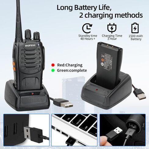 Baofeng Walkie Talkies for Adults Rechargeable Long Range Two Way Radio BF-888S 16CH with Air Acoustic Tube Earpiece with Flashlight Li-ion Battery and USB Charger(2 Pack) in Saudi Arabia